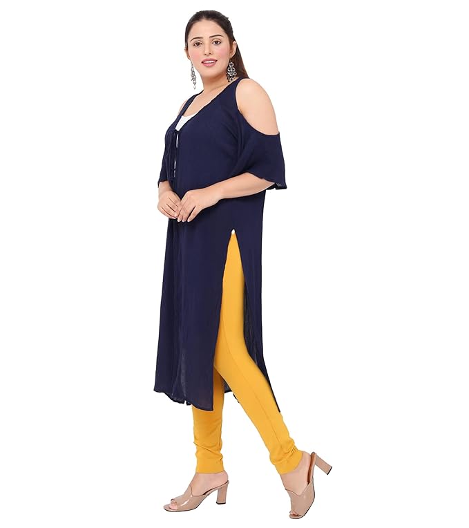 Navy blue rayon solid shrug for women