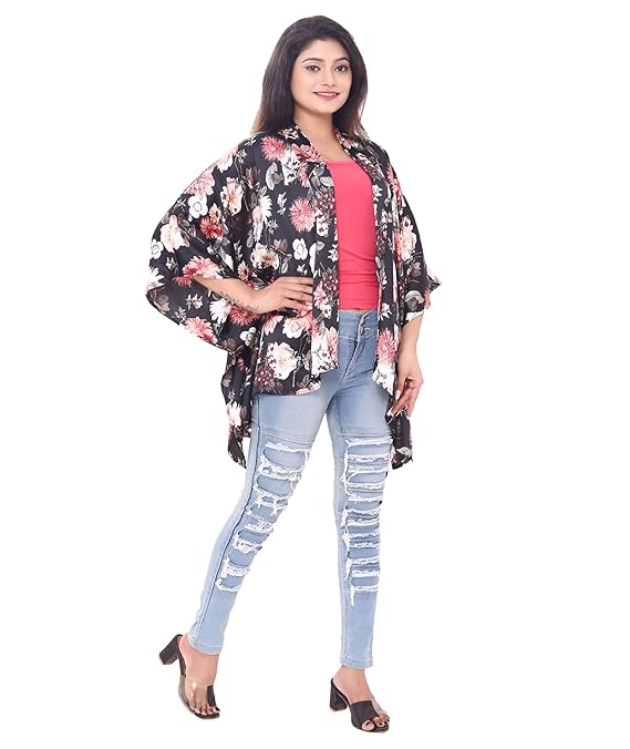 Casual & Travel Wear Bold Floral Shrug for Hip Coverage