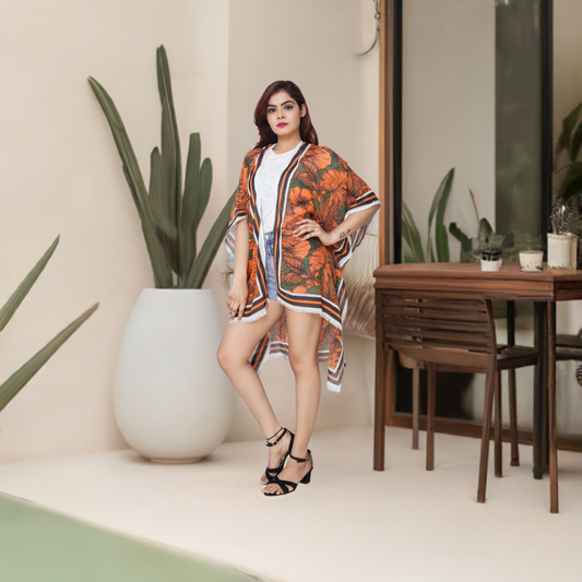 Artistic Floral Polyester Ladies Shrug Coverup | Dazzleup | Office & Casual Wear