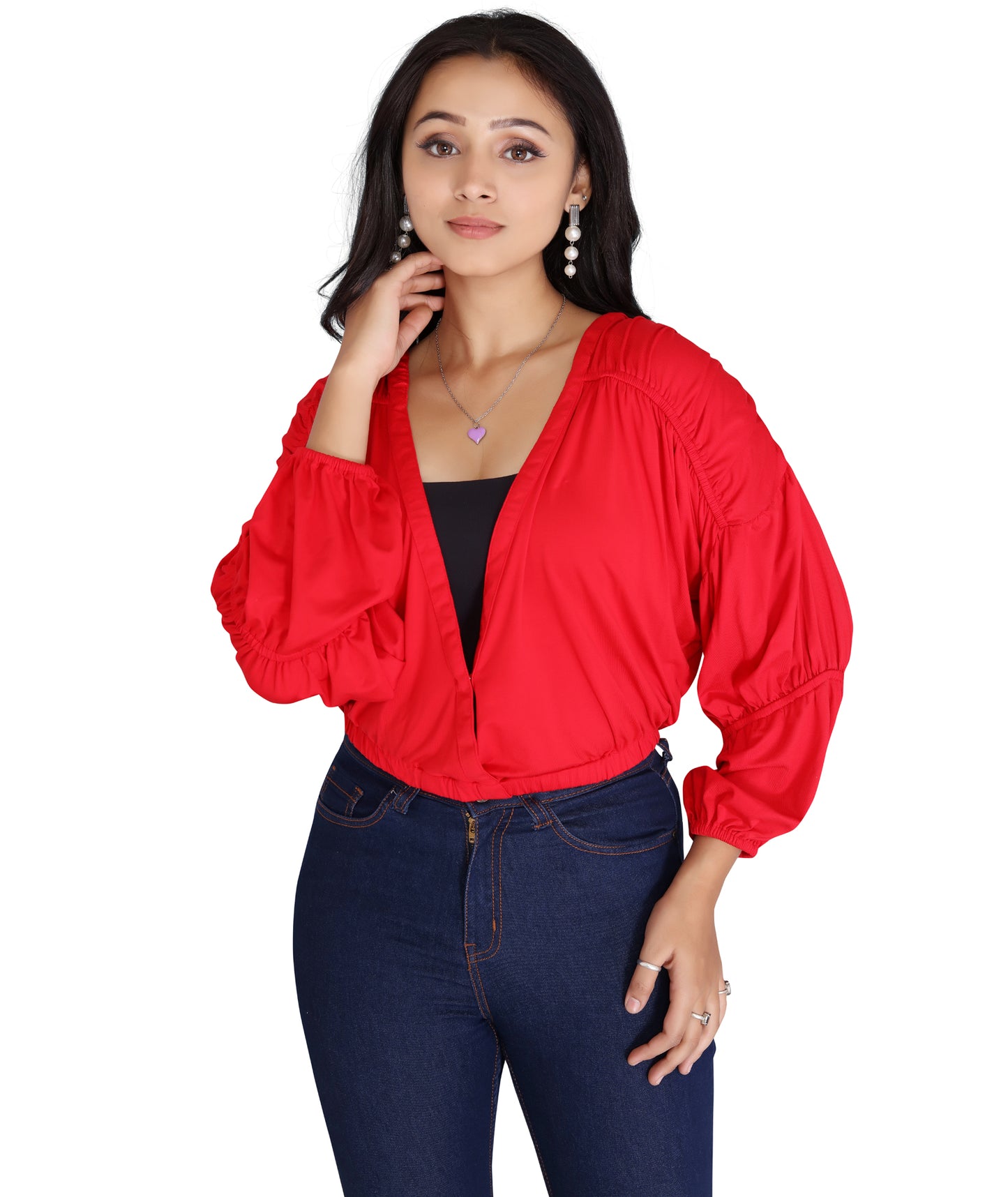 Front view of the Viscose Lycra Hosiery Gathered Top showcasing its gathered design and casual yet chic look.