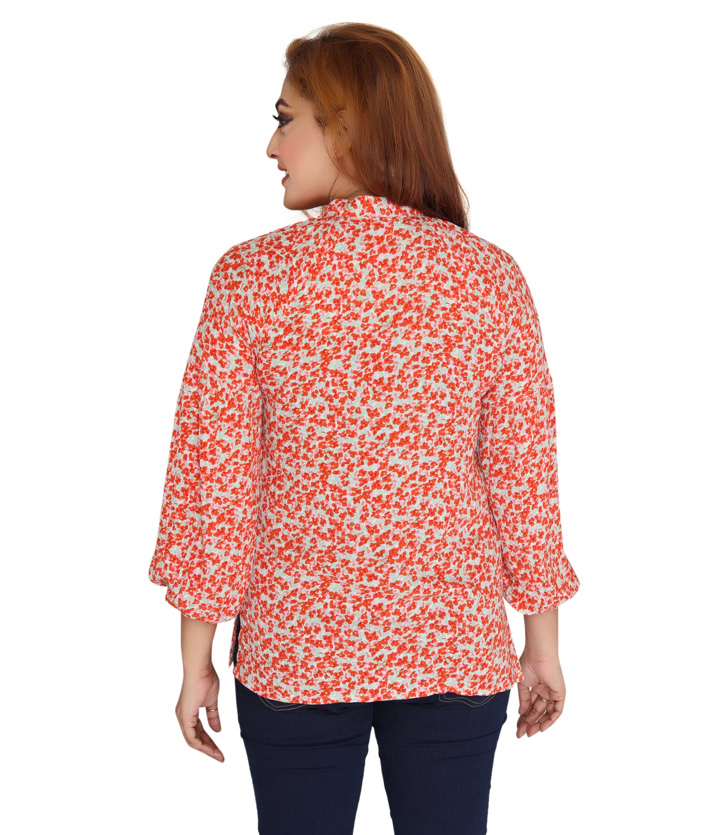 Back view of the Itz fun Ladies Shirt highlighting the vibrant print and casual style
