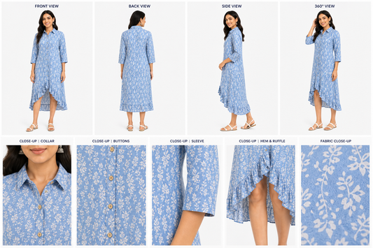 Ladies High Low Shirt Dress - 100% Rayon, Modern & Stylish